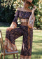 Boho Pants - Palazzo Pants in Leg Pants, Jasmine in Navy Blue For Women